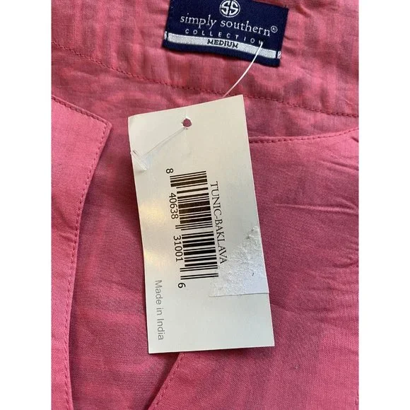 NEW Simply Southern Tunic Top Medium V Neck Bathing Suit Coverup Cotton 9180 - Picture 10 of 11